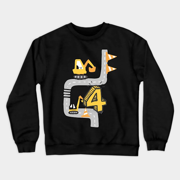 4th birthday four year old excavator birthday gift Crewneck Sweatshirt by alpmedia